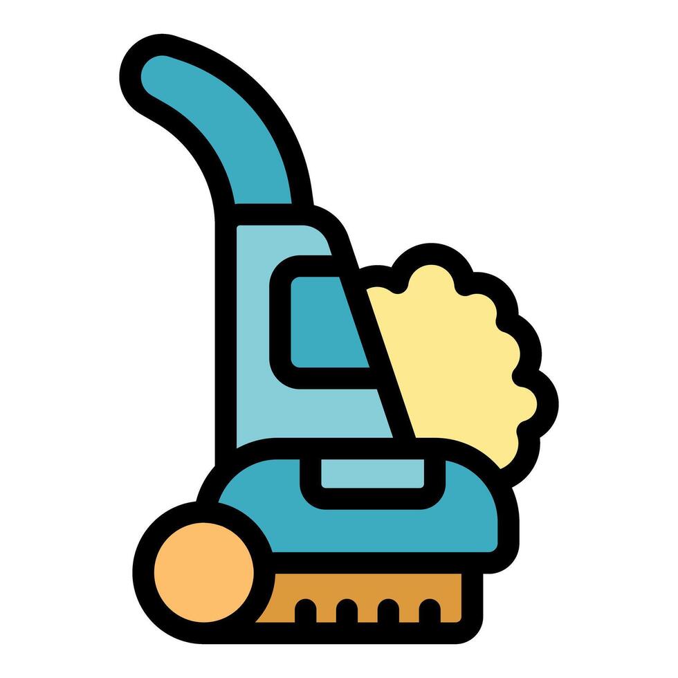 Modern cleaning machine scrubbing floor with rotating brush vector