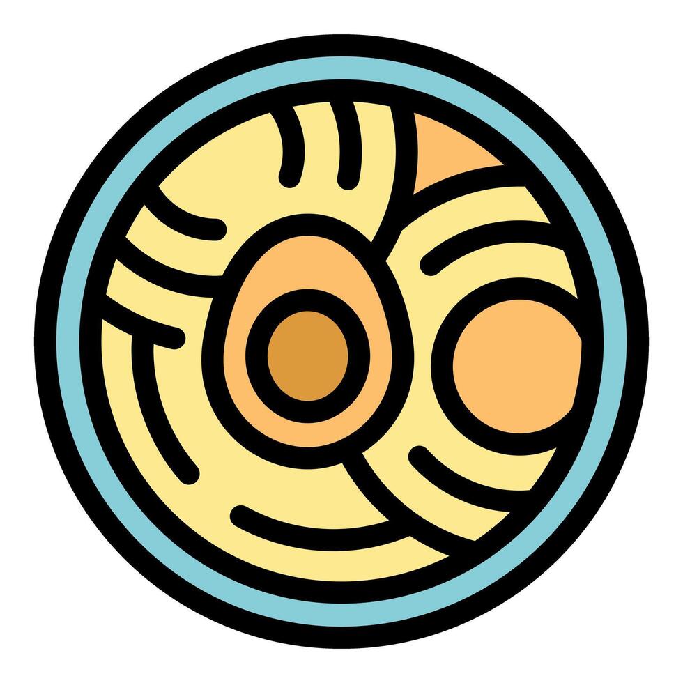 Simple vector icon of a bowl of ramen with eggs