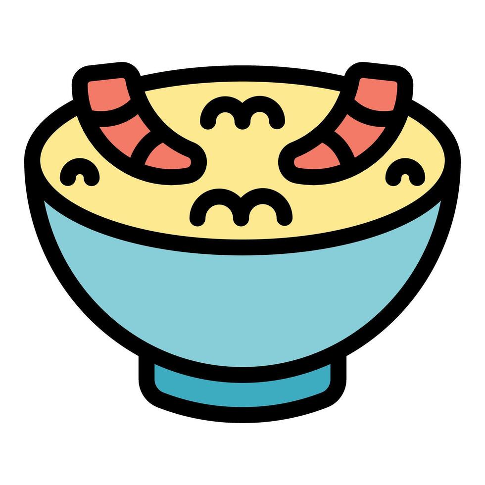 Bowl of shrimp soup with steam coming out vector