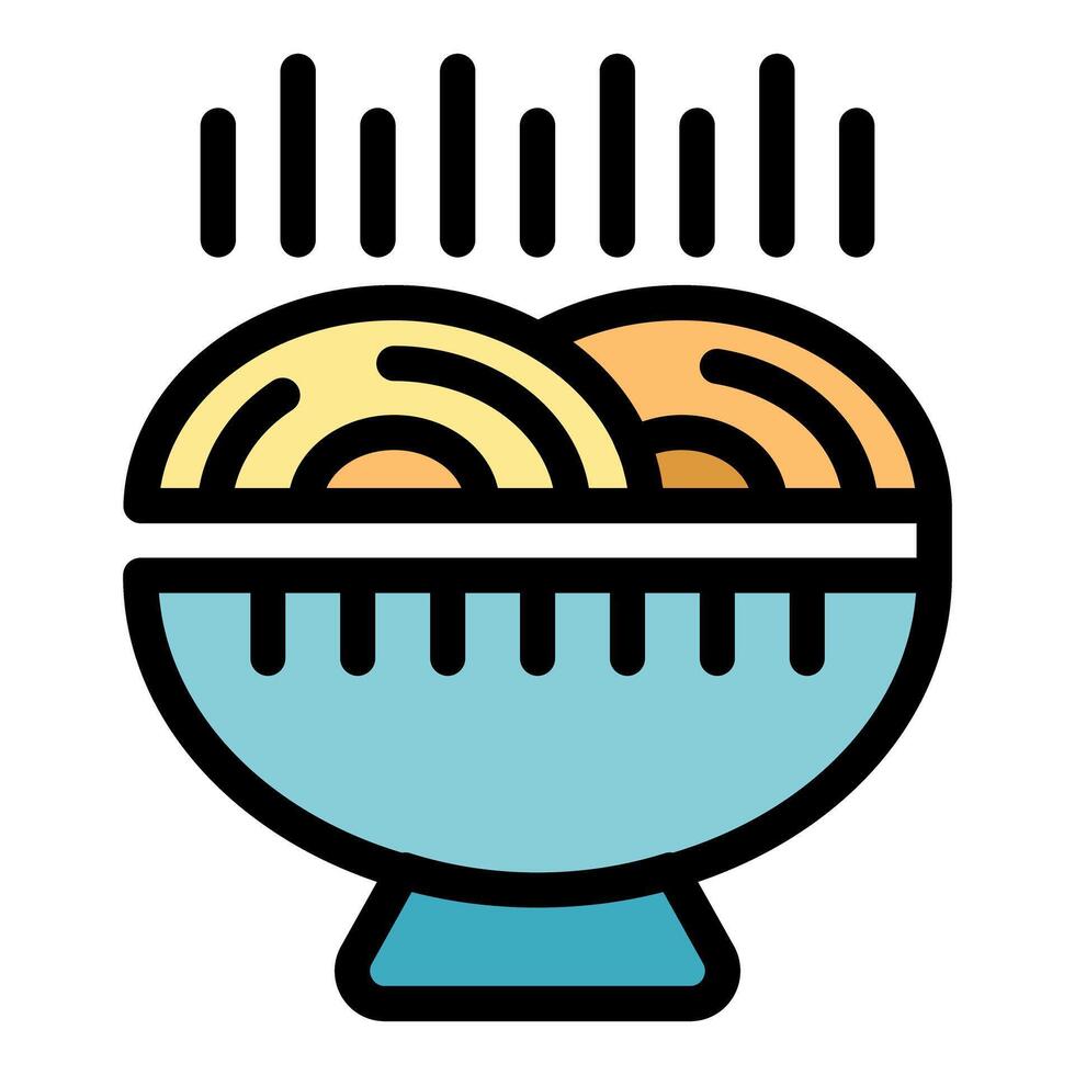 Steaming hot bowl of ramen noodles ready to eat icon vector