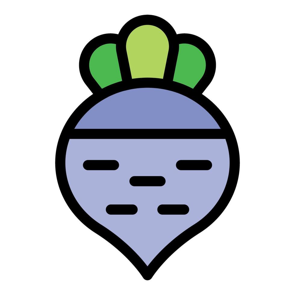 Fresh turnip root vegetable showing three green leaves vector