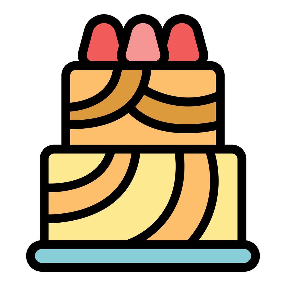 Two tiered cake with strawberries and swirls celebrating a special occasion vector