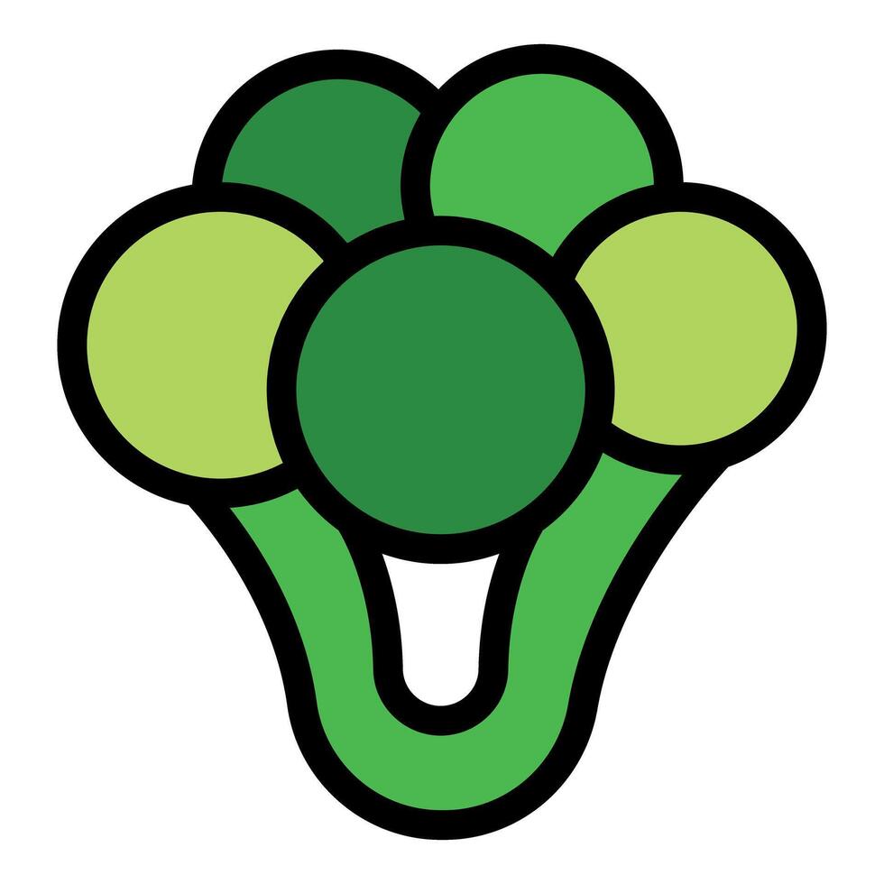 Simple broccoli icon showing round florets and thick stalk vector