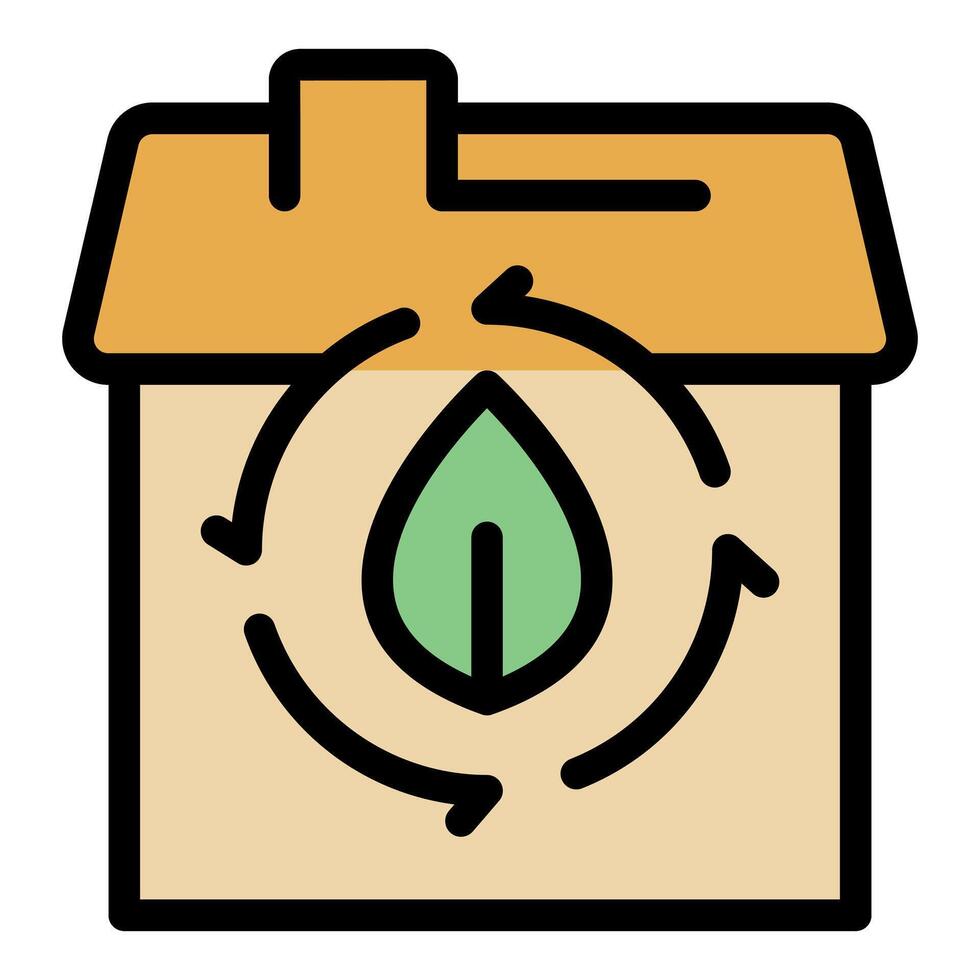Eco friendly house with green leaf and recycle sign icon vector