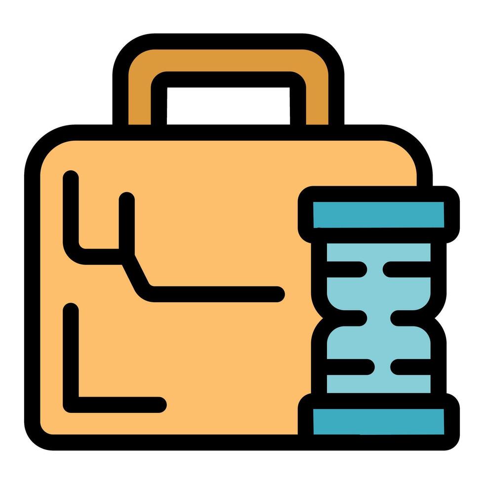 Business time management with briefcase and hourglass icon vector