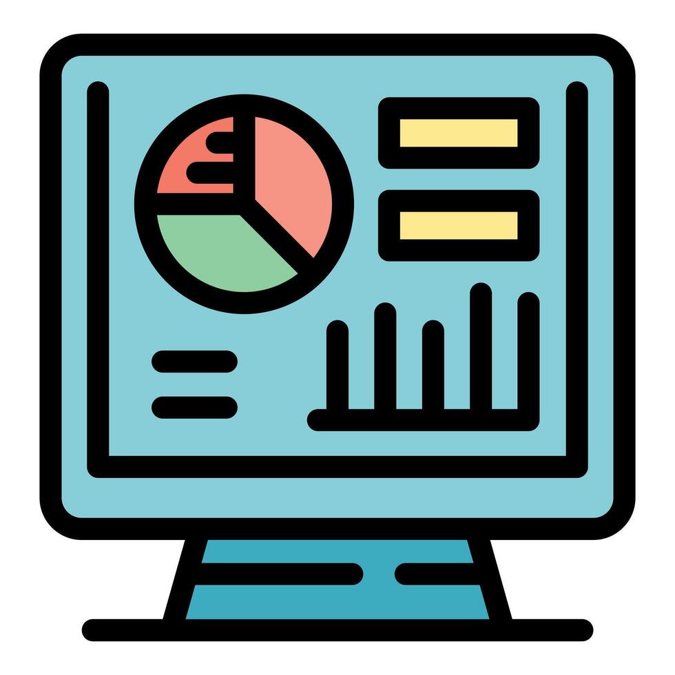 Computer showing statistical charts for business analysis and market research vector