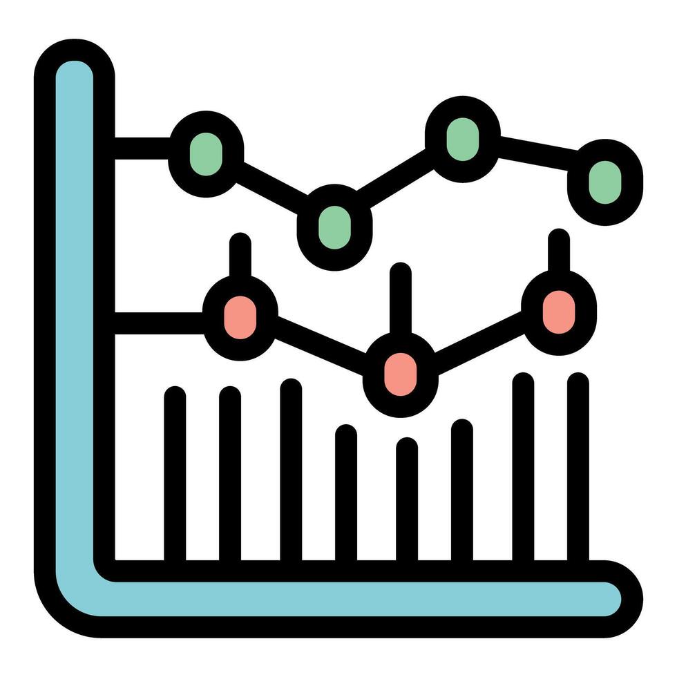Colorful graph chart showing different data comparing results vector
