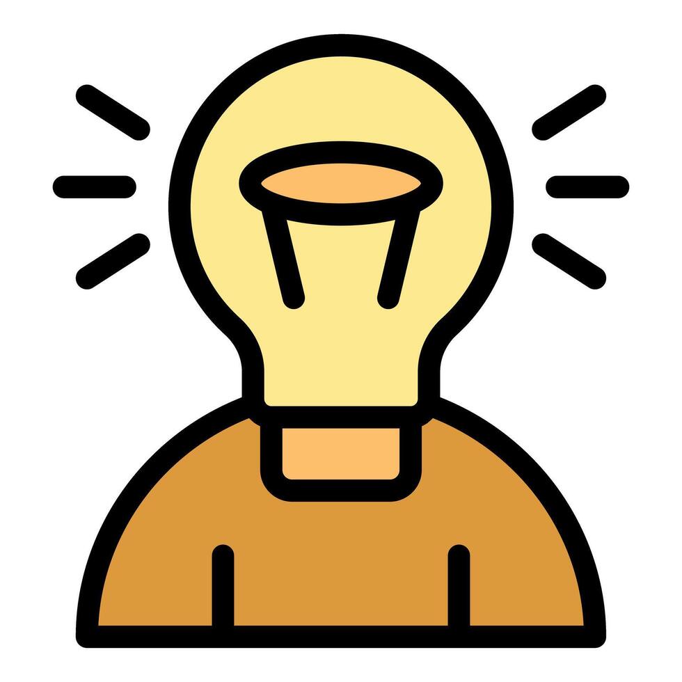 Person having an innovative idea represented by light bulb over head vector