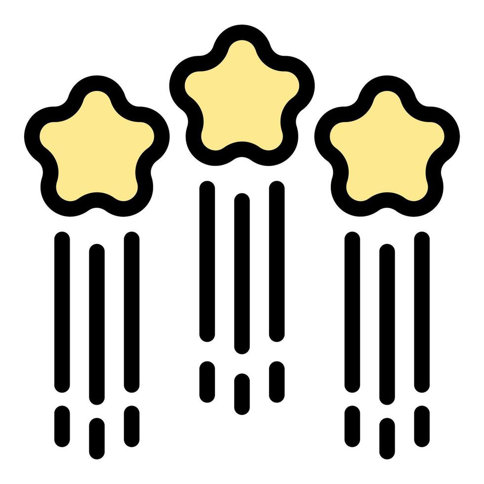 Three shooting stars falling from the night sky icon vector