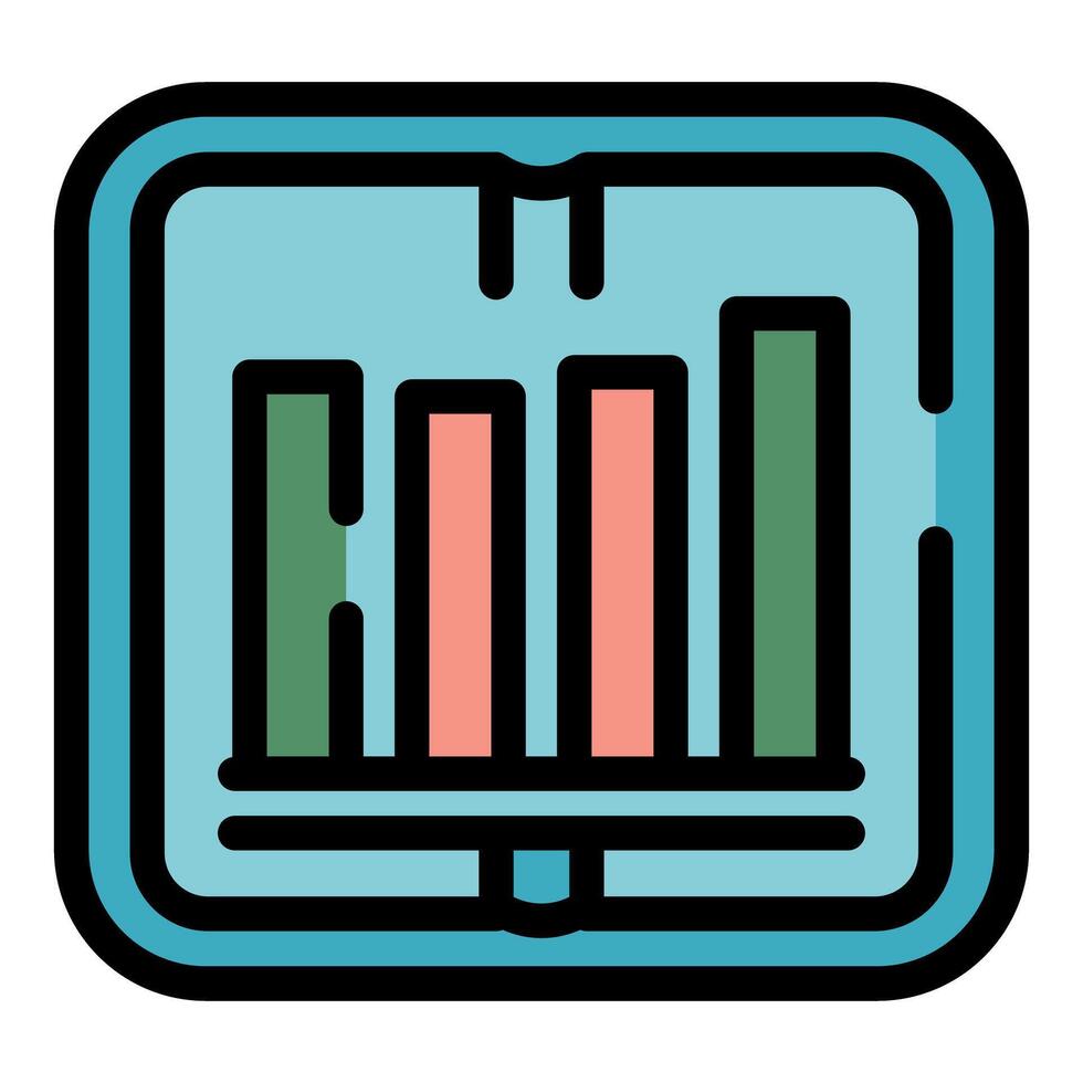 Tablet showing a statistical bar chart icon vector