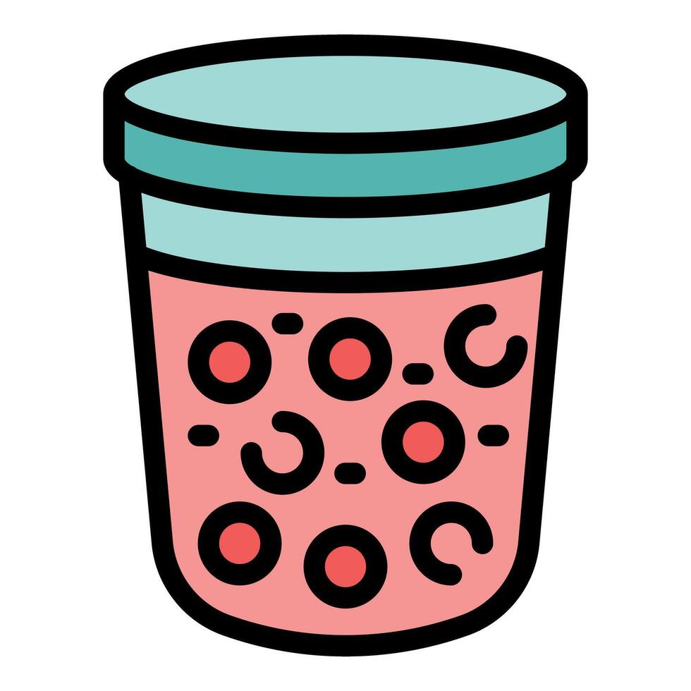 Plastic cup containing boba tea with tapioca balls vector