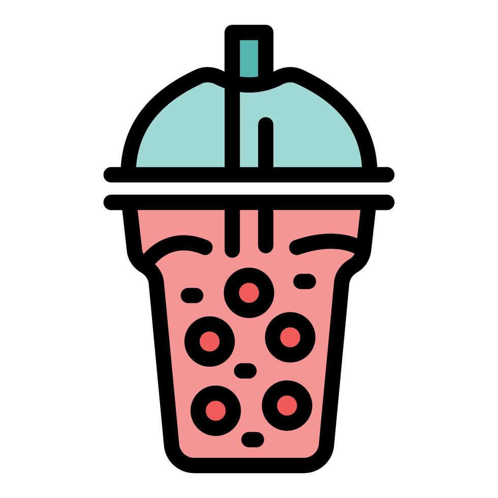 Bubble tea cup with tapioca pearls and straw, a refreshing summer drink illustration vector