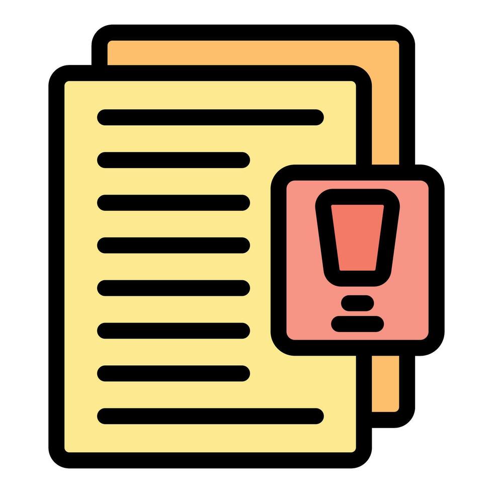 Document with exclamation mark icon representing urgent task vector