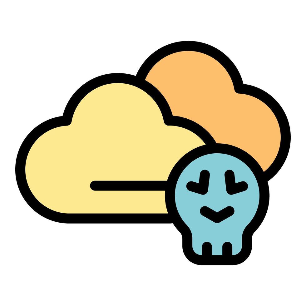 Cloud storage data loss concept with skull and clouds icon vector