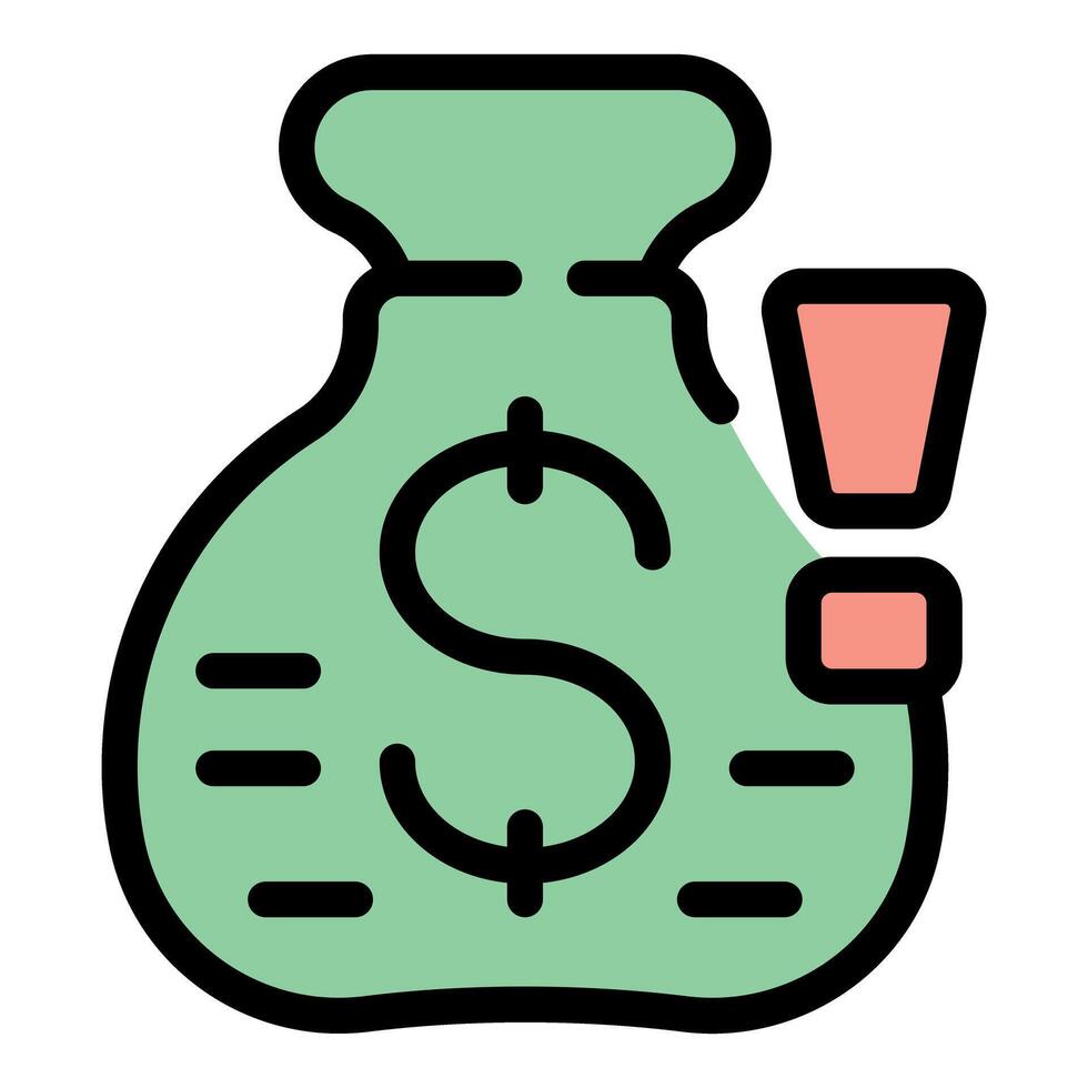 Money bag showing exclamation point for finance warning concept vector