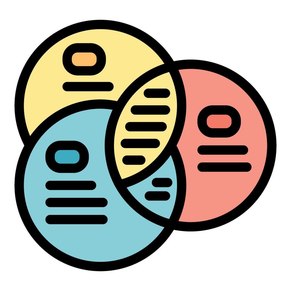 Venn diagram representing intersecting data sets for analysis vector