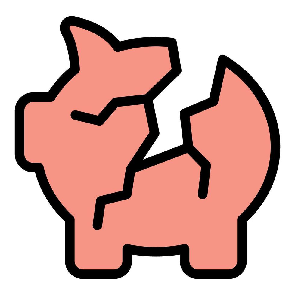 Broken piggy bank representing financial loss concept vector