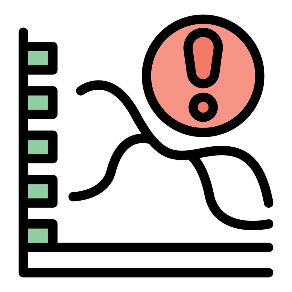 Business chart showing critical error with exclamation point vector