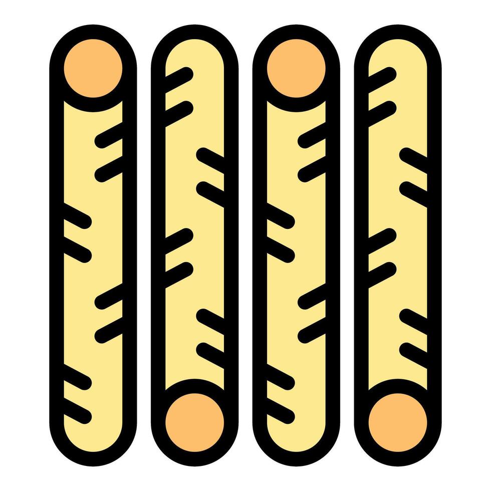 Four breadsticks standing up in yellow color icon vector