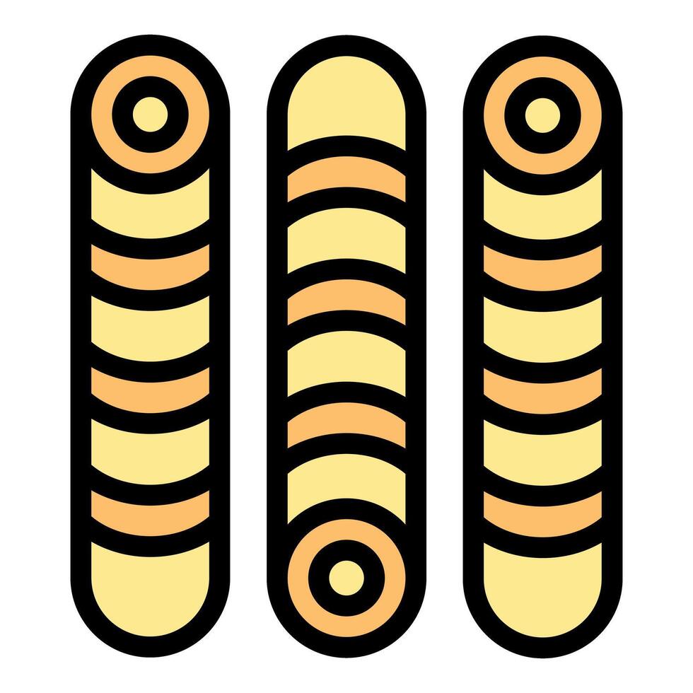 Three round wafer rolls with filling forming a row vector
