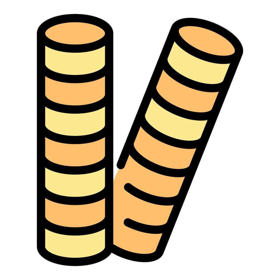 Two crunchy wafer rolls lying side by side vector