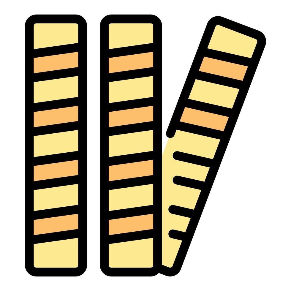 Crispy wafer rolls pack with filling lying on white background vector