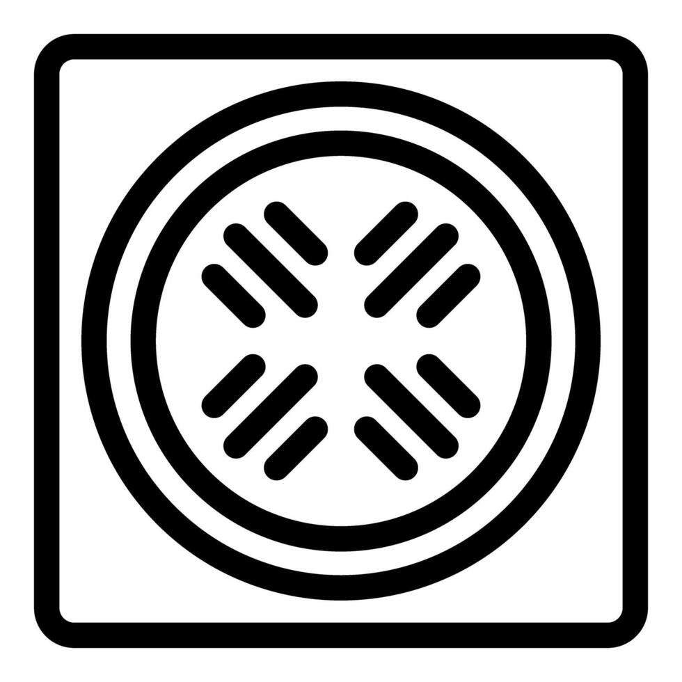 Square sewer grate with circular pattern icon vector