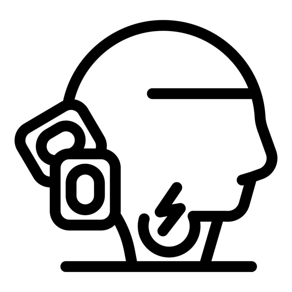 Patient receiving brain stimulation therapy using electrodes icon vector