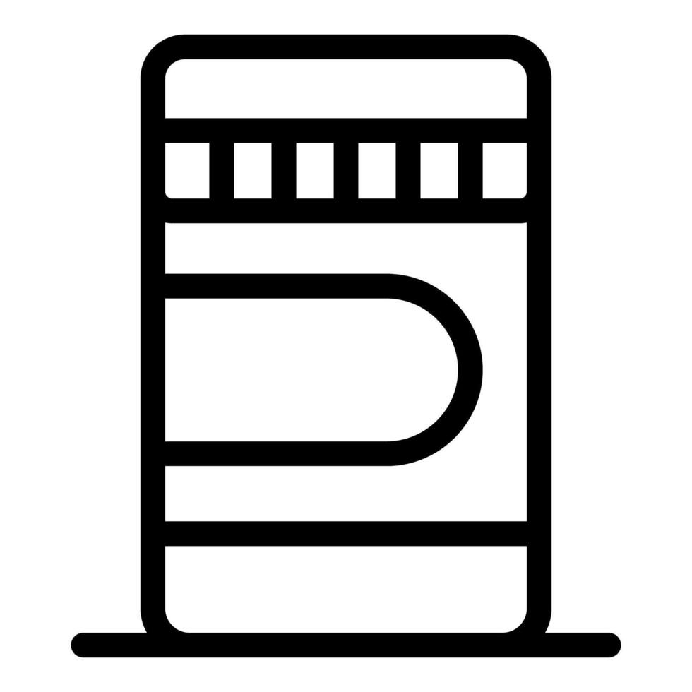Black outline icon of protein powder jar supplement container vector