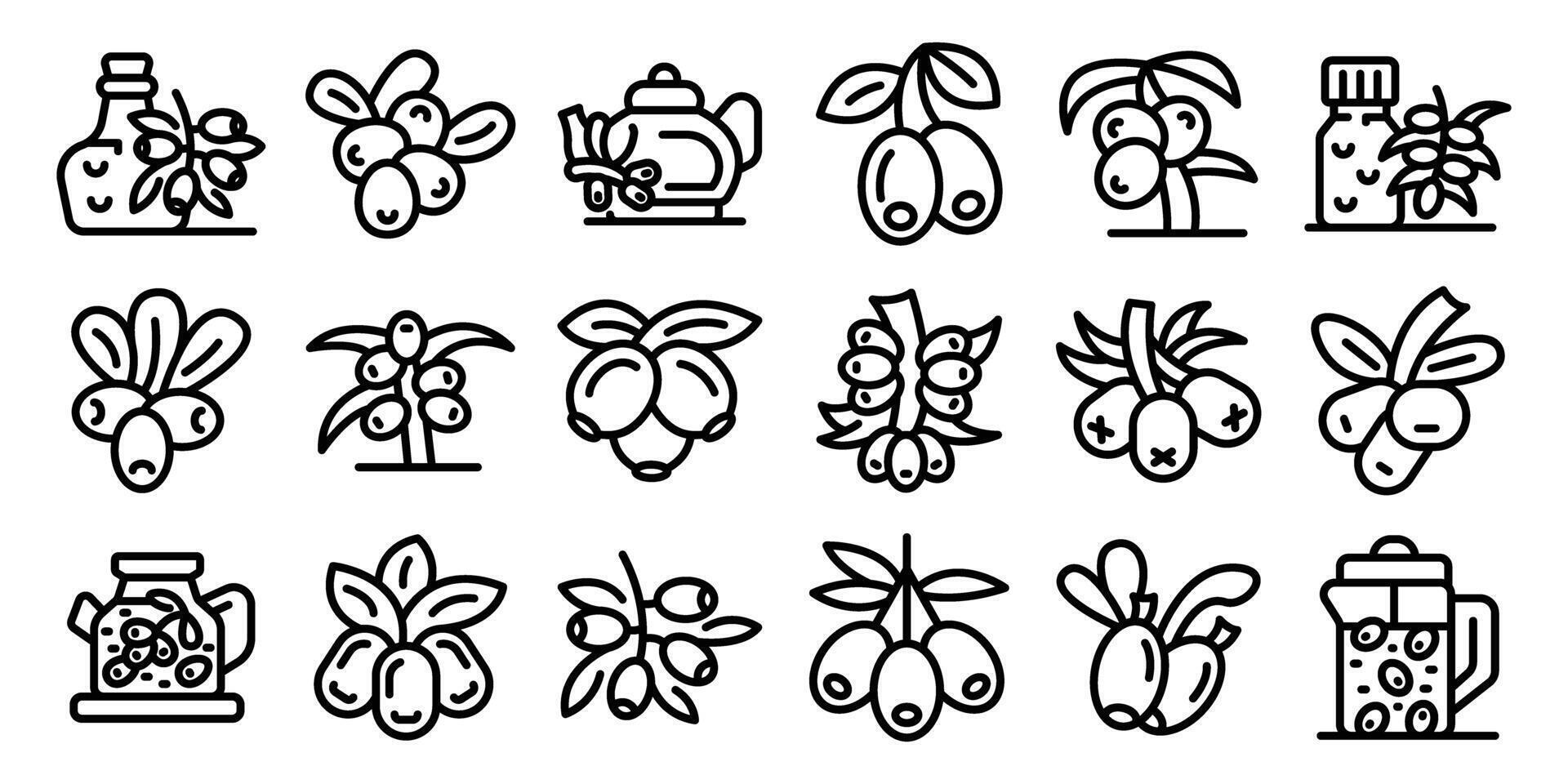 Sea buckthorn icons set. Sea buckthorn icons set in simple style for any design vector