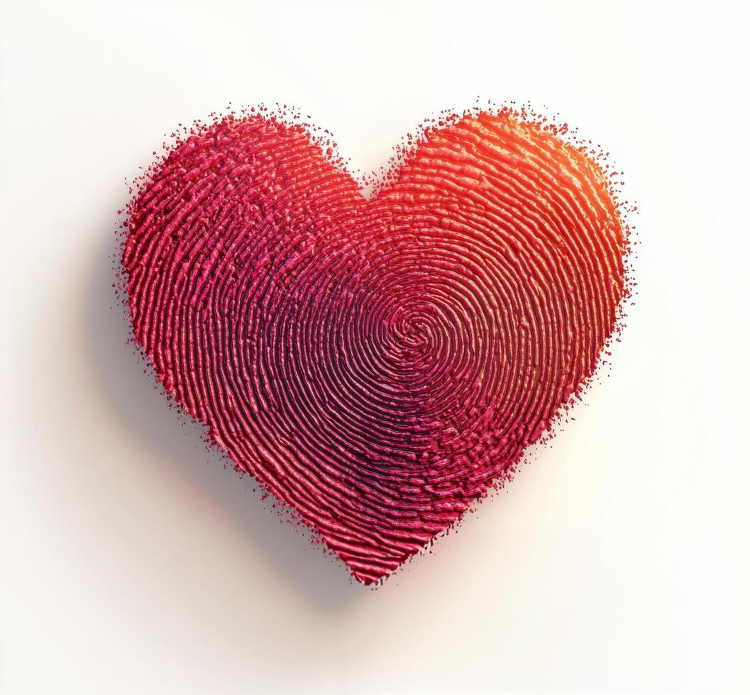 Unique heart shape created from vibrant fingerprint patterns showcasing love and individuality photo