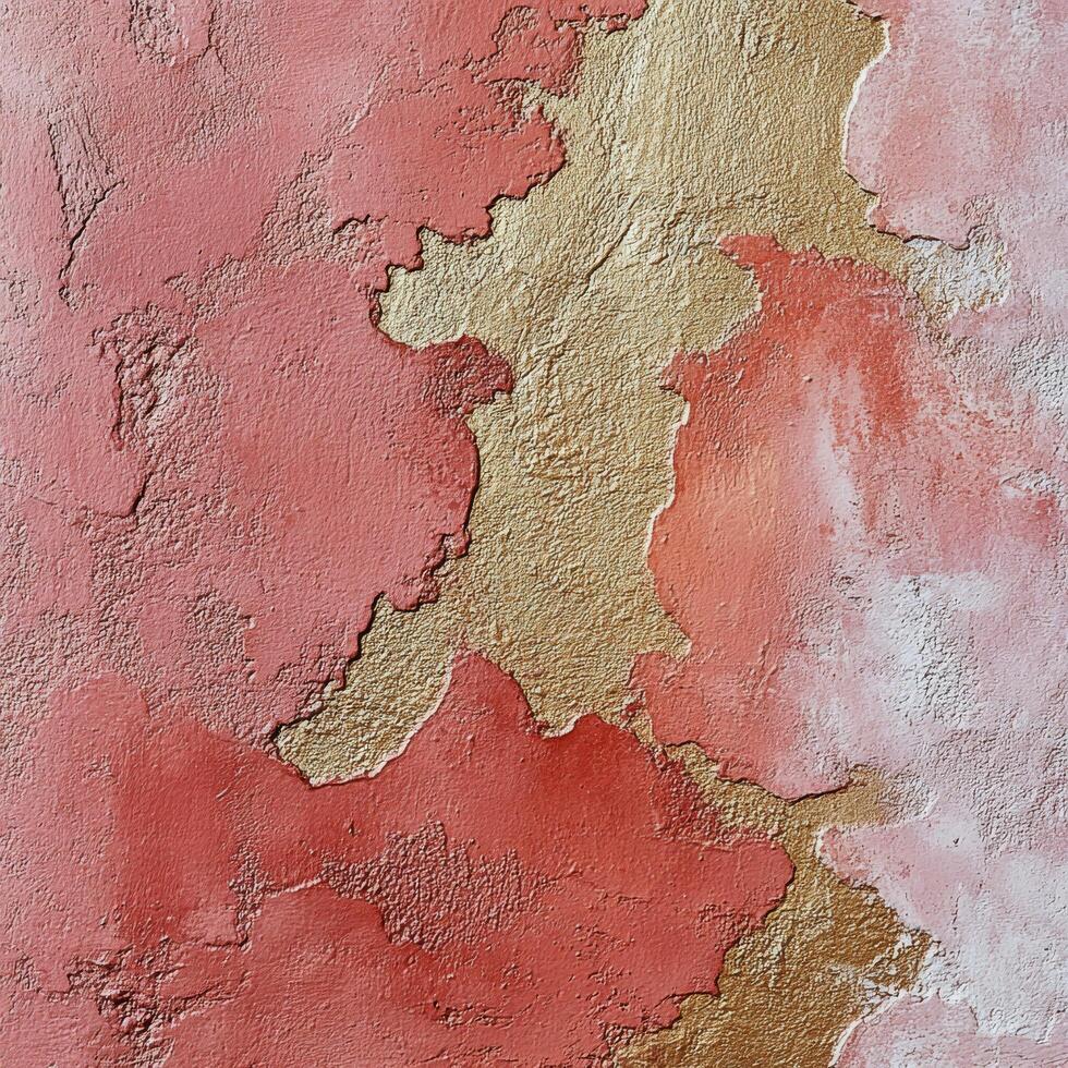 Abstract artwork featuring warm tones and metallic accents in a textured composition photo