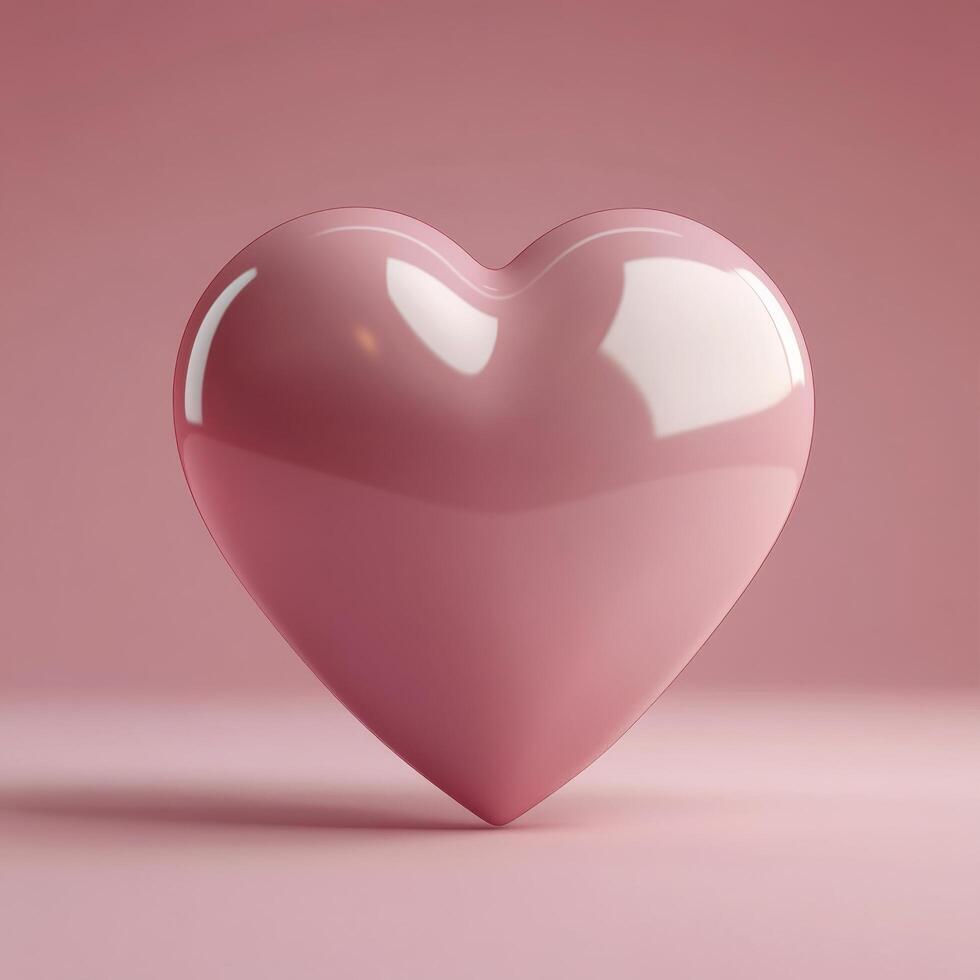 Shiny pink heart decoration on a soft pastel background for Valentines Day celebration photo
