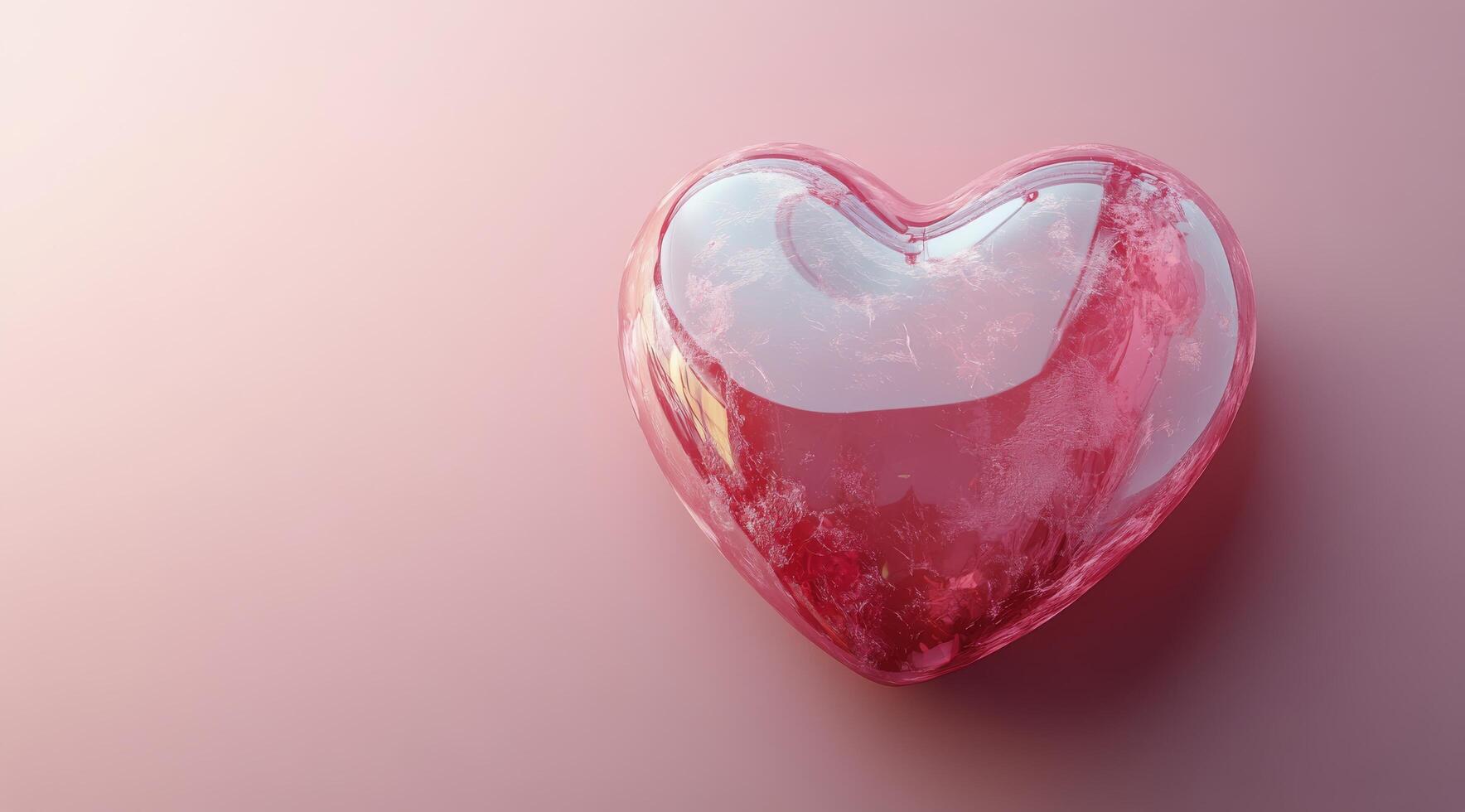 A glossy pink heart on a soft pink background, exuding warmth and romance photo