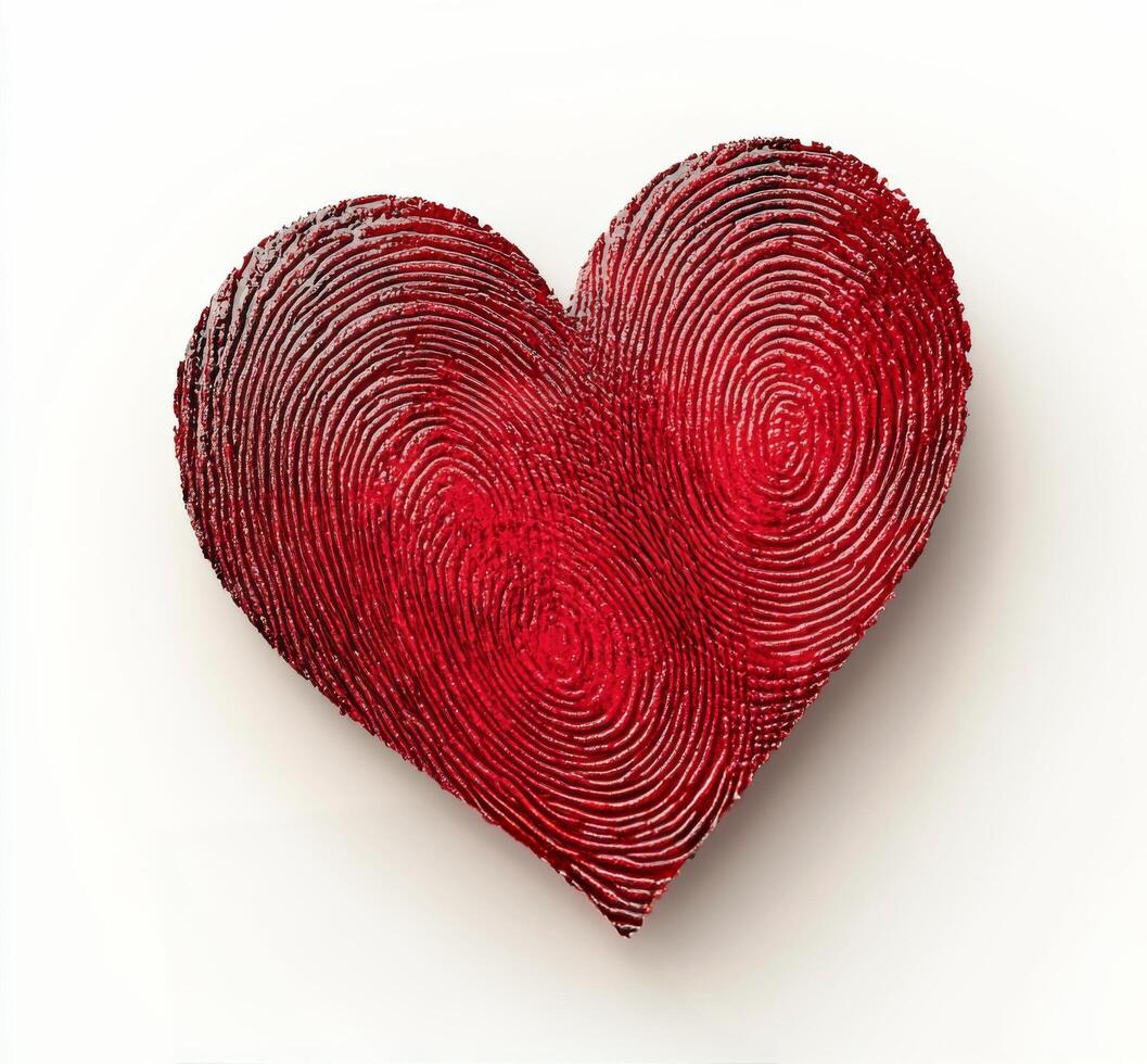 Unique heart shape created from vibrant fingerprint patterns showcasing love and individuality photo