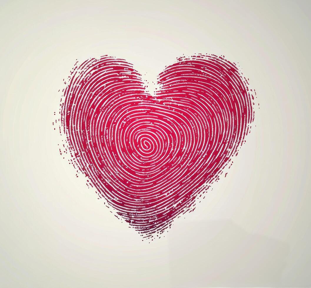 Unique heart shape created with fingerprint patterns on a soft, light background photo