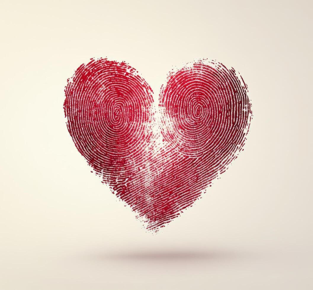 Unique heart shape created from vibrant fingerprint patterns showcasing love and individuality photo