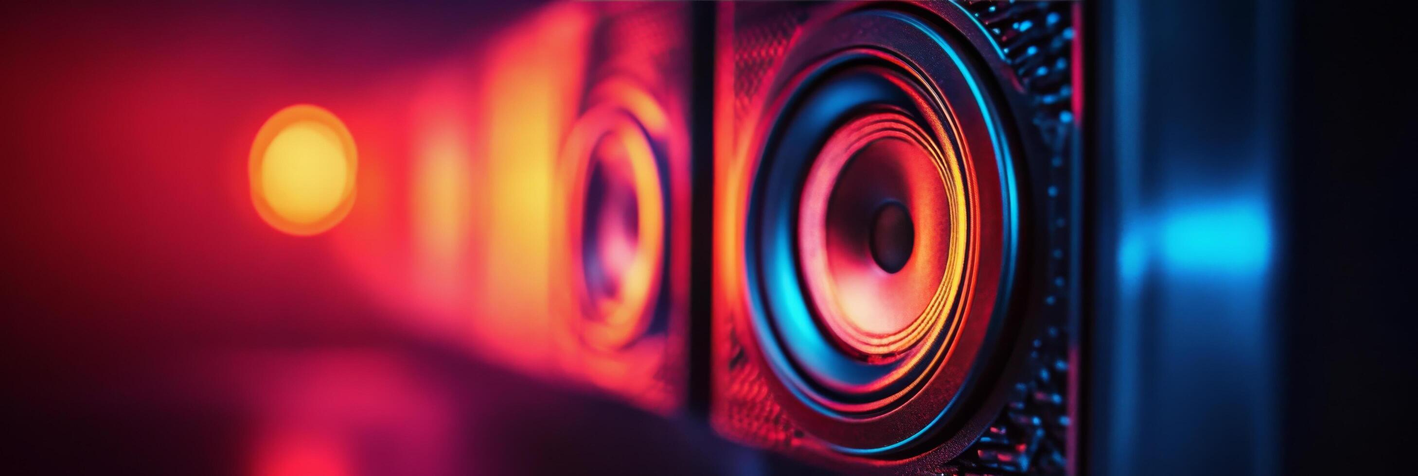 Close up of a camera lens capturing colorful bokeh lights at night photo