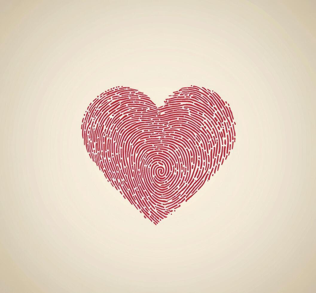 Unique heart shape created with fingerprint patterns on a soft, light background photo