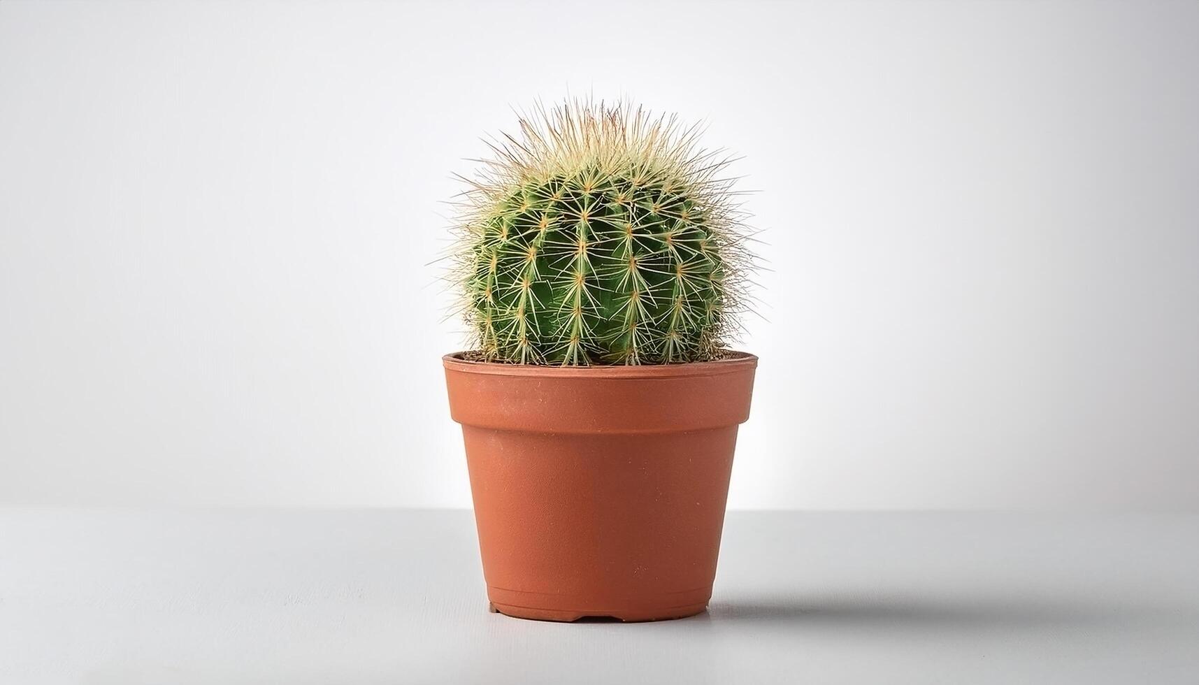 Small cactus in a pot, on a white background photo