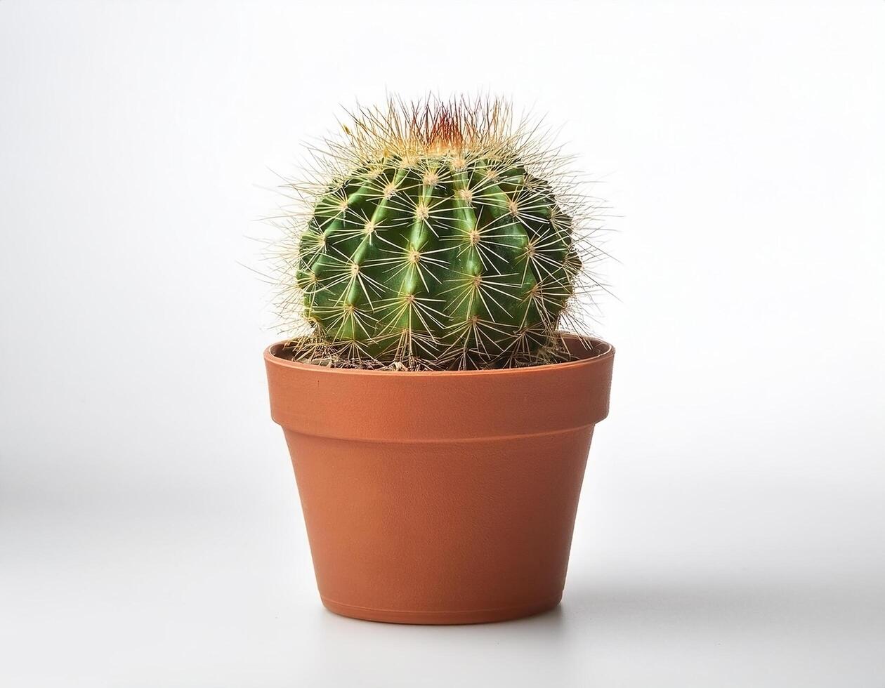 Small cactus in a pot, on a white background photo