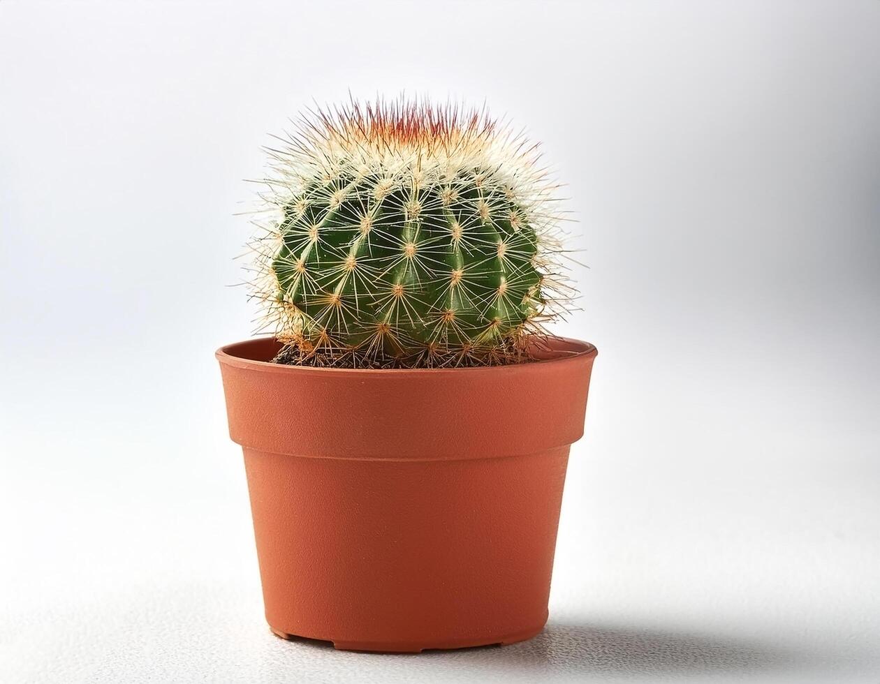 Small cactus in a pot, on a white background photo