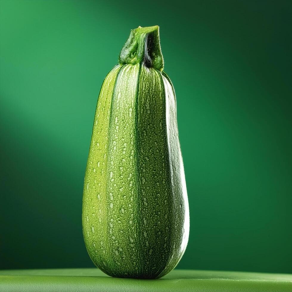 Whole zucchini on leaf green background photo