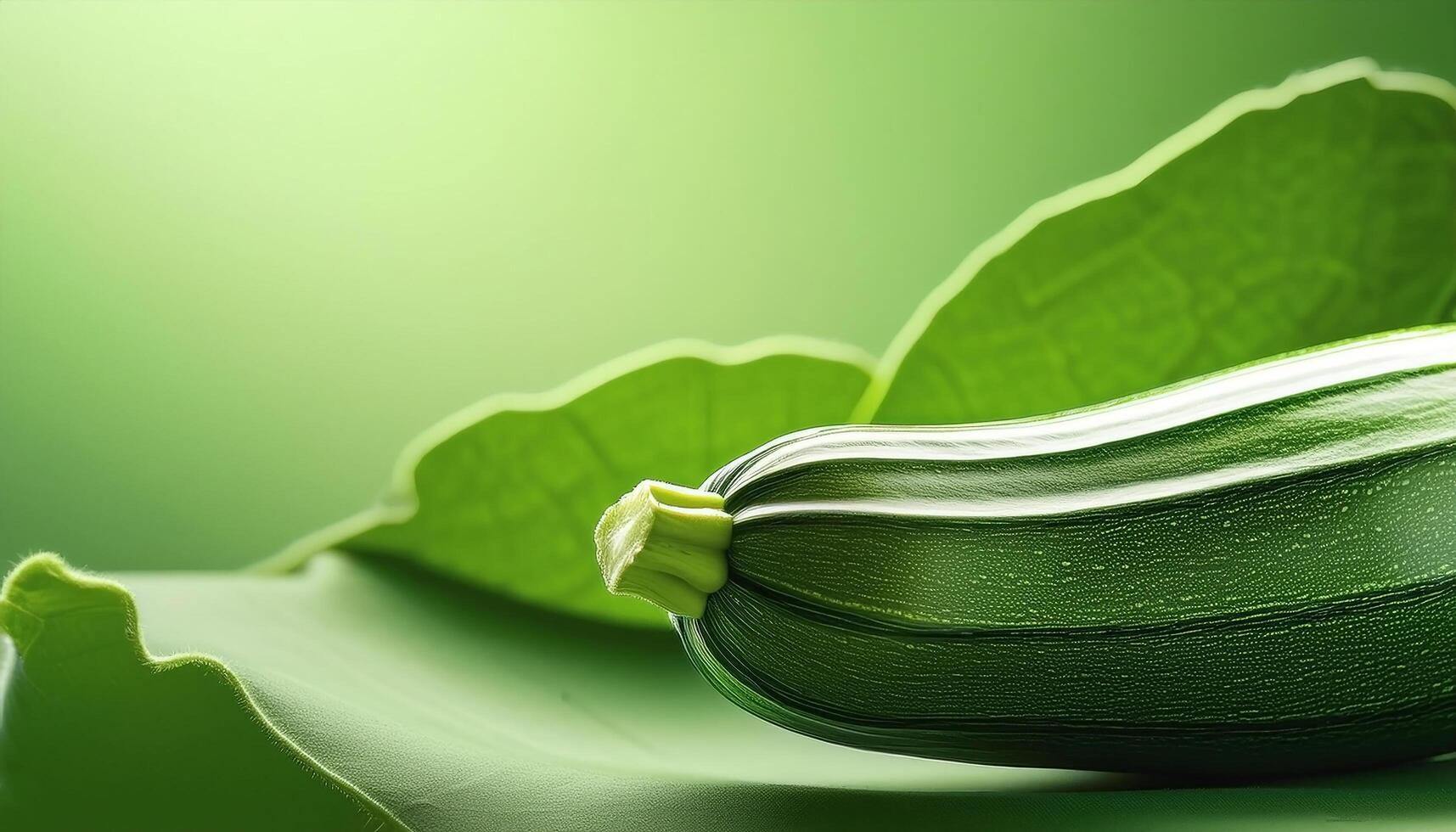 Whole zucchini on leaf green background photo