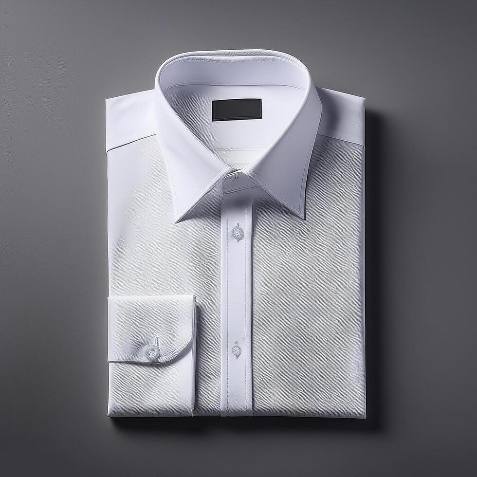 A neatly folded white shirt over a gray background photo