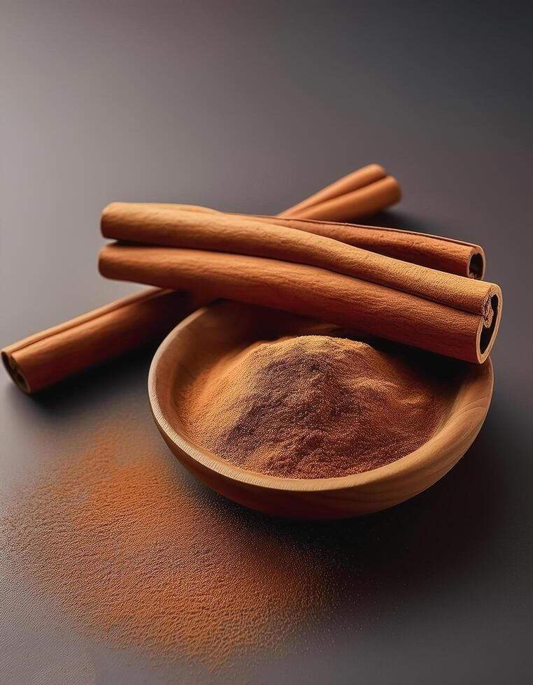 cinnamon isolated on minimalist background photo