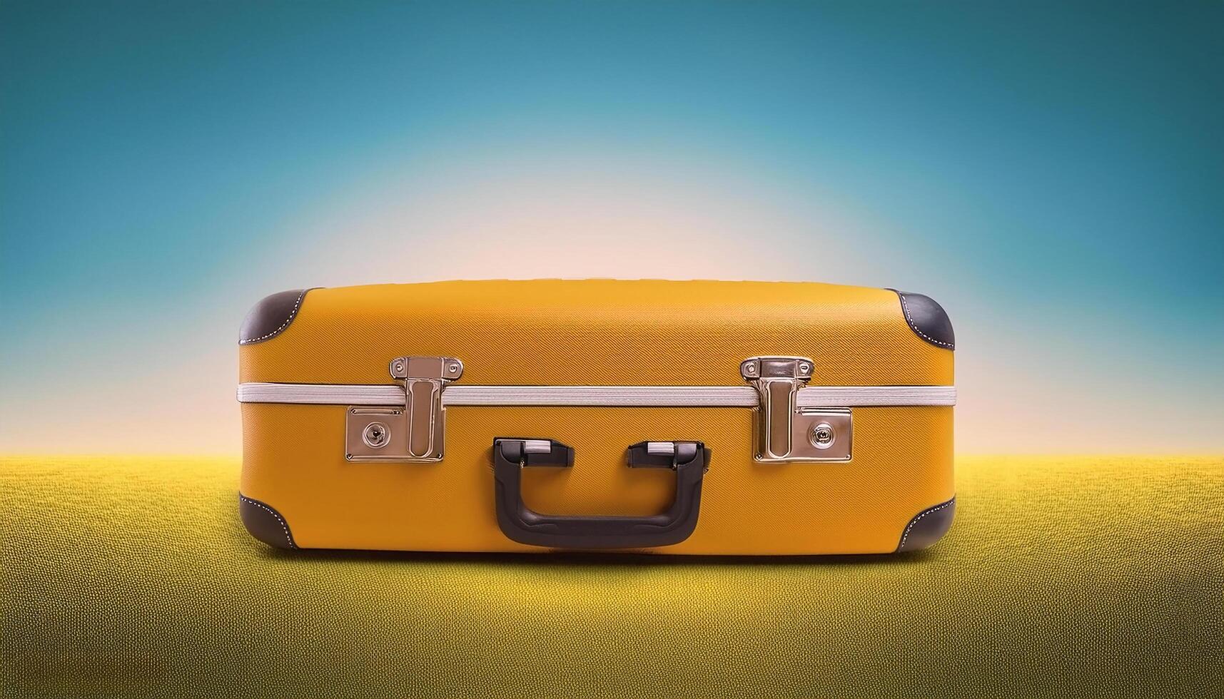 Classic suitcase isolated on minimalist background photo