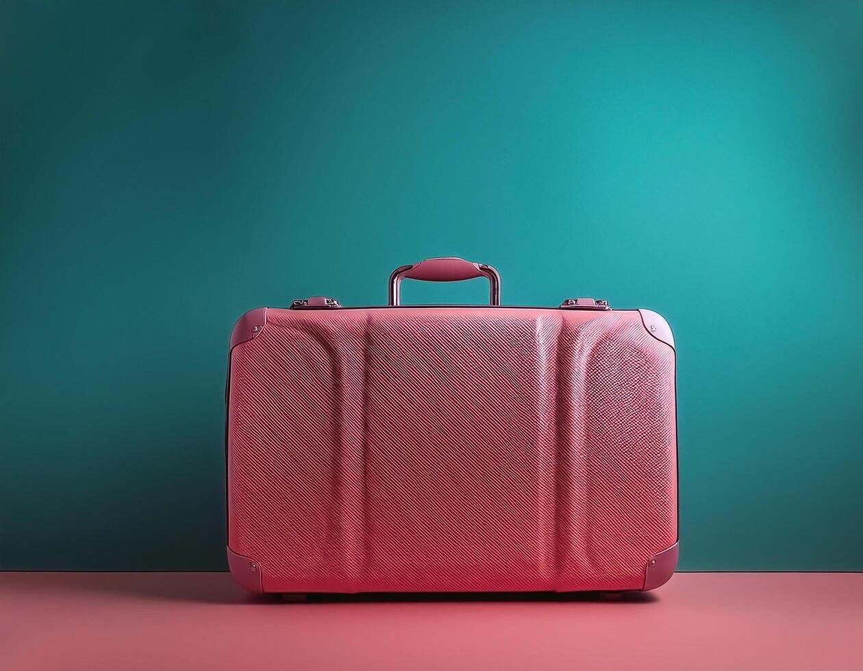 Classic suitcase isolated on minimalist background photo