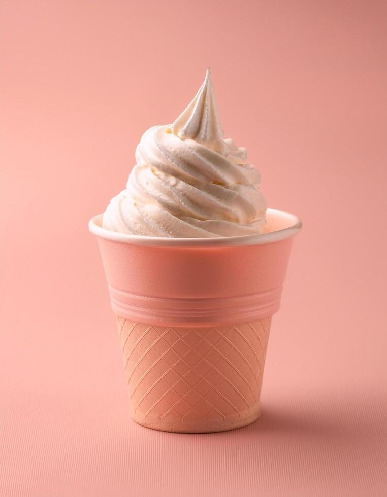 Ice cream cup on pastel background photo