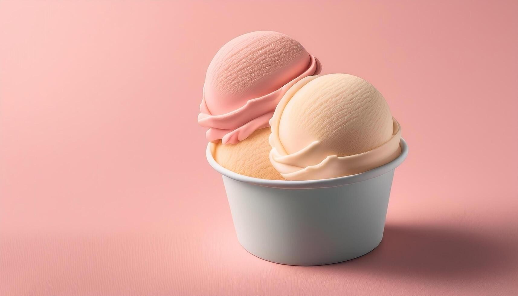 Ice cream cup on pastel background photo